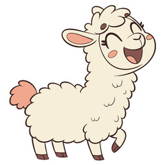 A delighted alpaca with soft, puffy fur and a gentle smile Illustrator Artwork