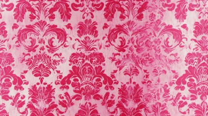 Pink Damask Fabric Texture Background, Vintage Floral Pattern