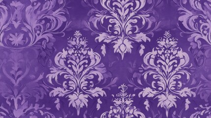Elegant Purple Damask Floral Pattern Background