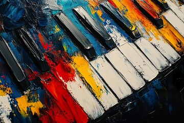 Abstract Piano Keys Painted In Vibrant Colors