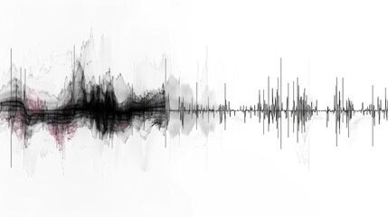 Abstract representation of sound waves in varying intensities and frequencies.