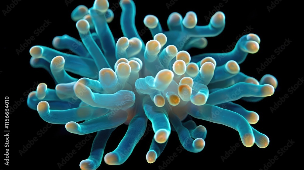 Poster macro shot of branching torch coral euphyllia glabrescens showcasing vibrant colors and unique textu