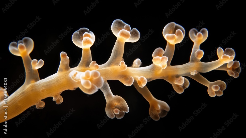 Poster macro shot of branching torch coral euphyllia glabrescens showcasing vibrant colors and unique struc