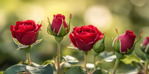 Vibrant buds of red rose showcasing their stunning beauty, these red rose buds symbolize love and passion, captivating all with their striking color and delicate petals.