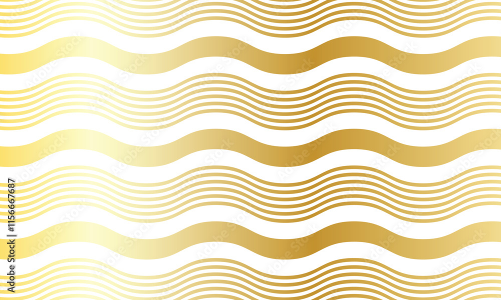 Poster abstract simple decorative golden gradient thin and thick line smooth wave pattern.