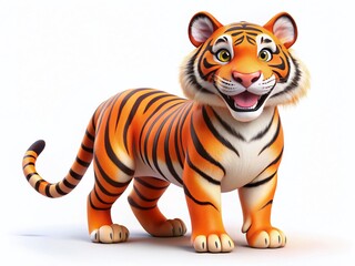 Obraz premium Cartoon Tiger Smiling - Orange Black Stripes