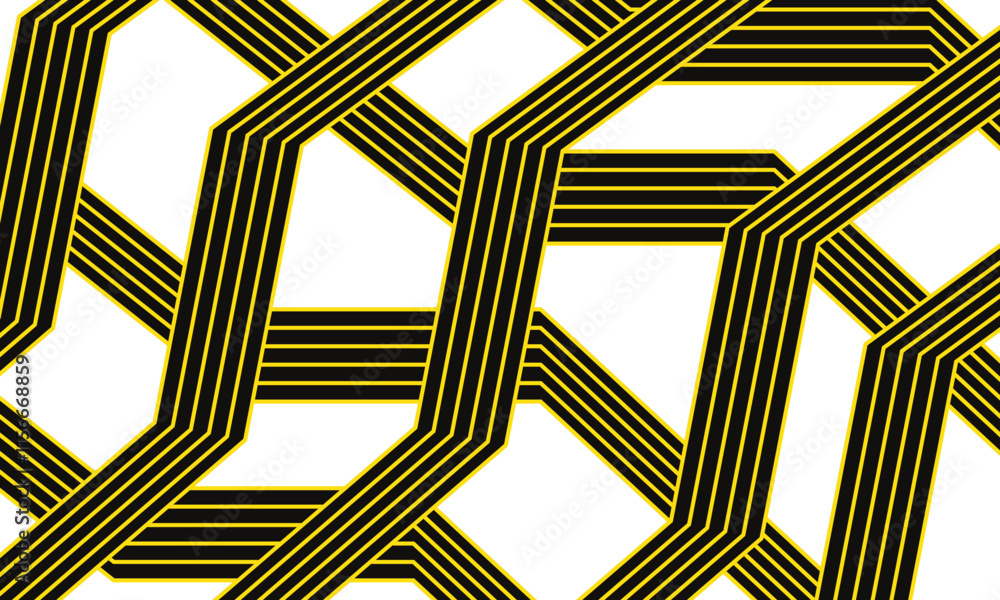 Poster abstract simple decorative black yellow line design on transparent background.