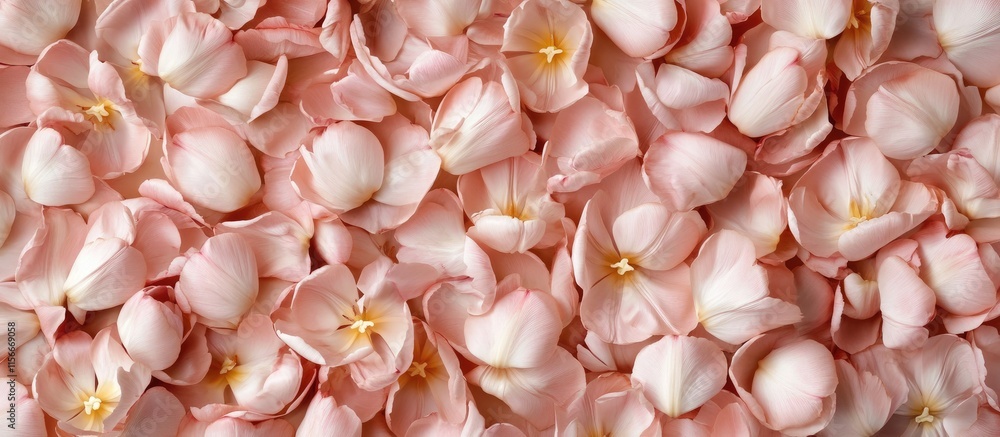 Poster top view of delicate pale pink tulip petals creating a soft and elegant floral background for design