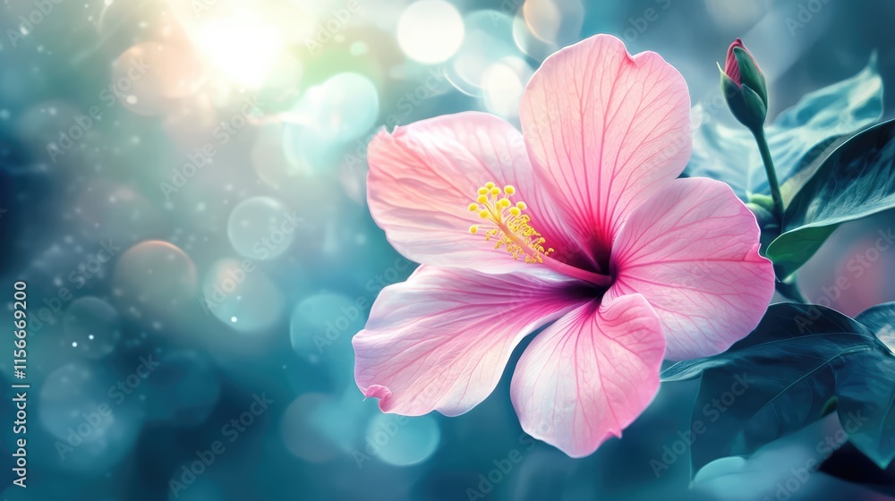 Poster elegant tropical flower in full bloom with soft bokeh background highlighting its delicate petals an