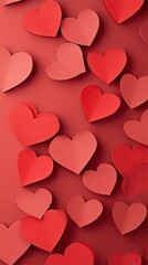 Red Paper Hearts Background