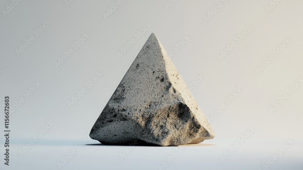 Poster triangular concrete rock formation on minimalist background ideal for abstract and nature-inspired d