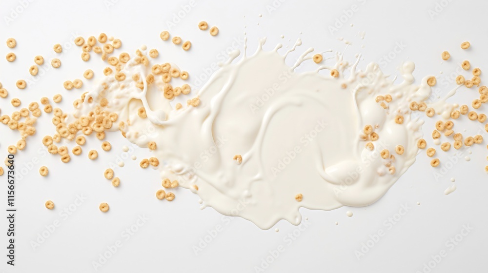 Aufkleber a simple and clean minimalist flat lay composition featuring cereal grains poured into a bowl with a