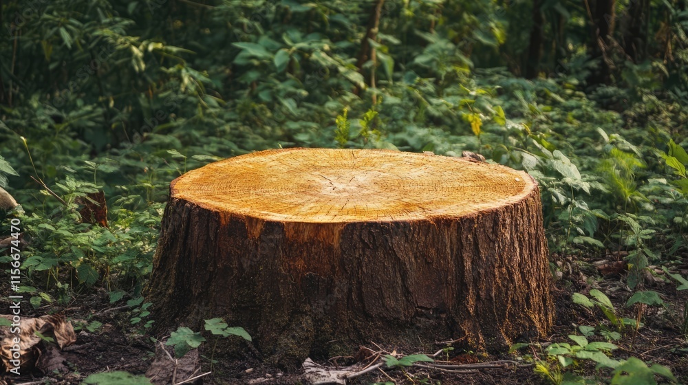Aufkleber tree trunk in lush forest setting with natural greenery ideal for decoration or creative space conce