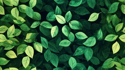 Lush Green Leaf Pattern Background - Botanical Textile Design