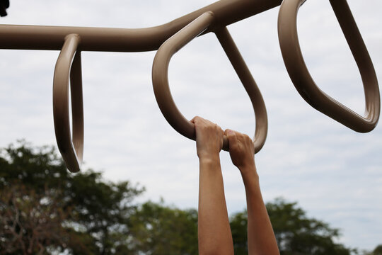 Fitness on playground for kids chield