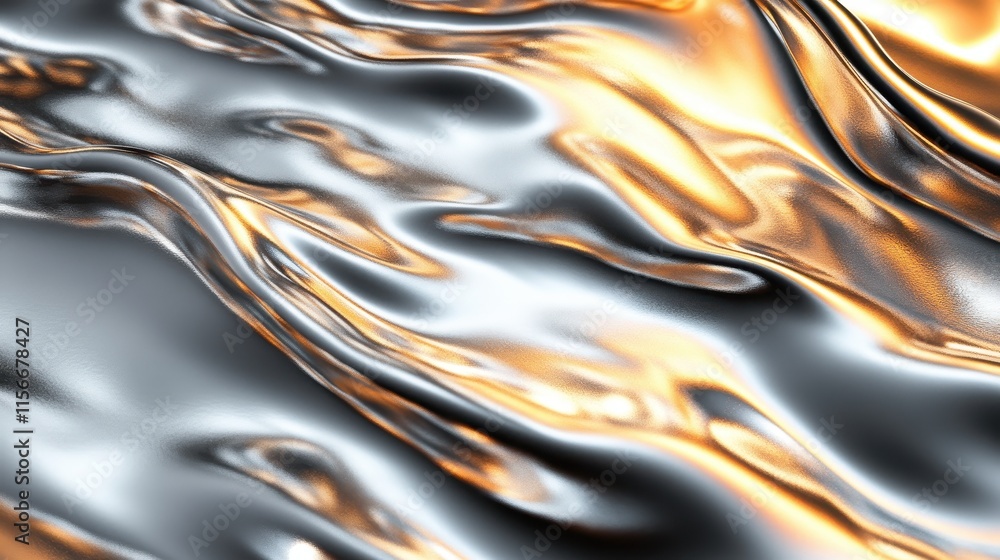 Poster abstract metallic texture with shimmering waves.