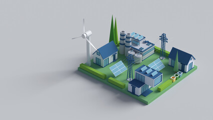 Naklejka premium Sustainable Energy A Modern EcoFriendly Energy Model for the Future and Our Planet