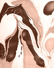 The texture of marble. Abstract background, made in the technique of fluid art. Demonstrating the colors of 2025 - Mocha Mousse