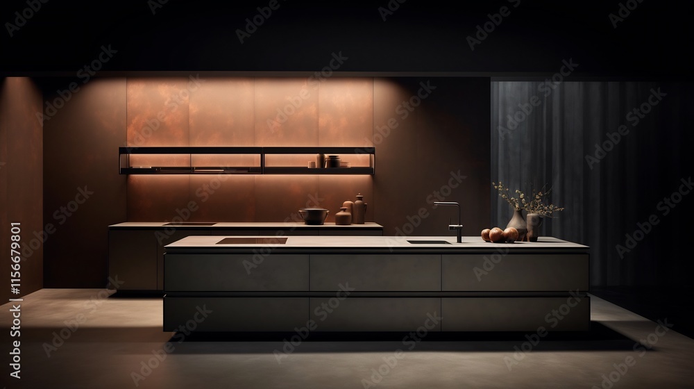 Poster sleek and sophisticated contemporary kitchen with hidden handles and integrated appliances a minimal