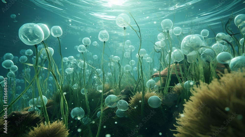 Aufkleber engine based generative simulation of a phytoplankton ecosystem reacting and adapting to changing en