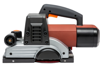 Electric woodworking hand planer tool isolated with transparent background