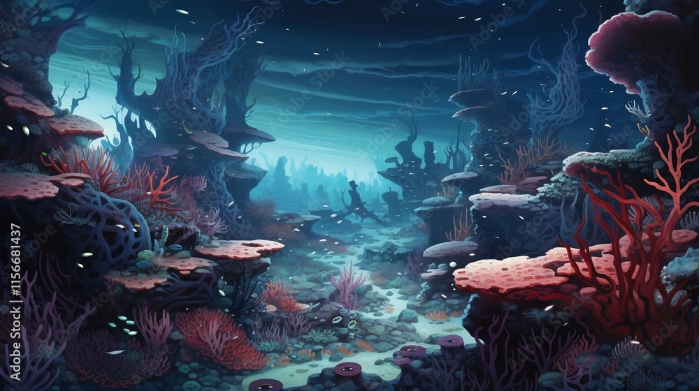 Poster captivating abstract scene showcasing the intricate and ever changing nature of the ocean s microsco