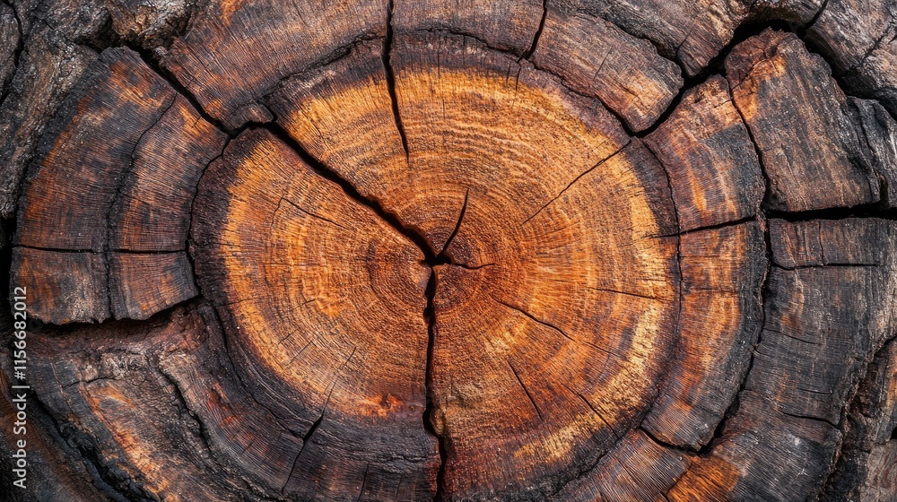 Poster wooden tree trunk texture with growth rings highlighting natural patterns and rich earthy tones in a