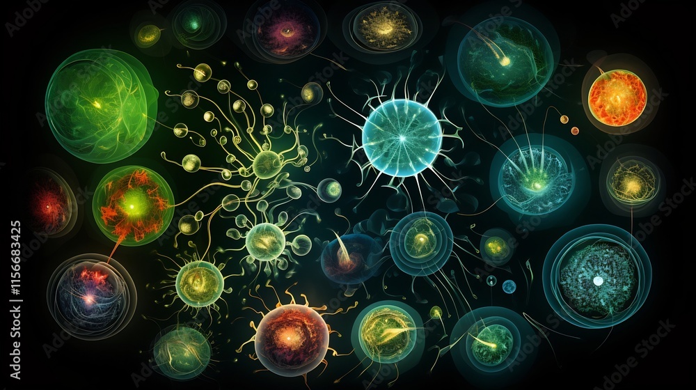 Aufkleber colorful and dynamic representation of phytoplankton blooms showcasing the intricate patterns and te