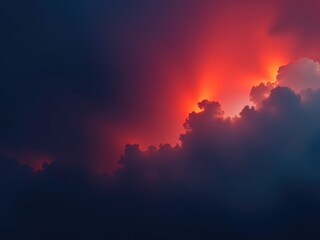 Fototapeta premium Dramatic Sunset Cloudscape Fiery Red and Deep Blue Sky