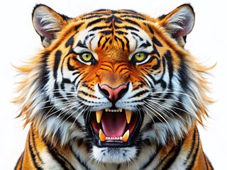 Obraz premium Open-Jawed Tiger Face - Fierce & Bright