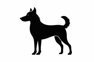 dog black silhouette icon vector
