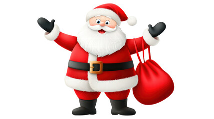 Cheerful cartoon Santa Claus with red bag spreading holiday joy and happiness