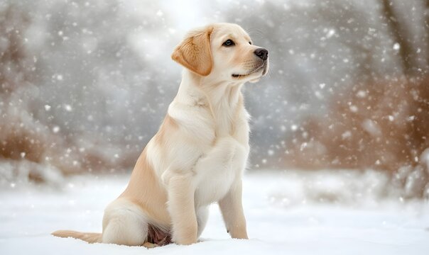 Dog handsome on the snow,generation AI