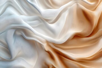 Obraz premium Exquisite beige and white colour material with smooth wavy texture 