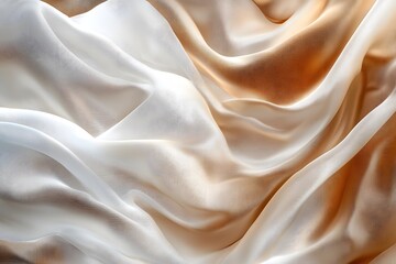 Obraz premium Exquisite beige and white colour material with smooth wavy texture 