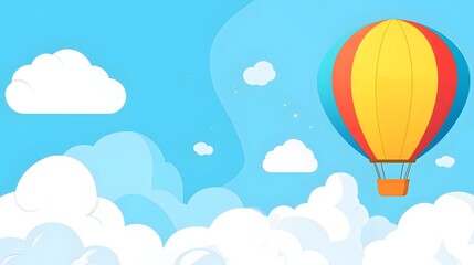 Fototapeta premium Colorful Hot Air Balloon Soaring Through Fluffy Clouds