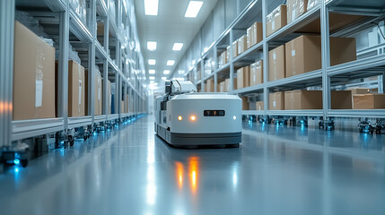 Autonomous mobile robot operating in modern warehouse