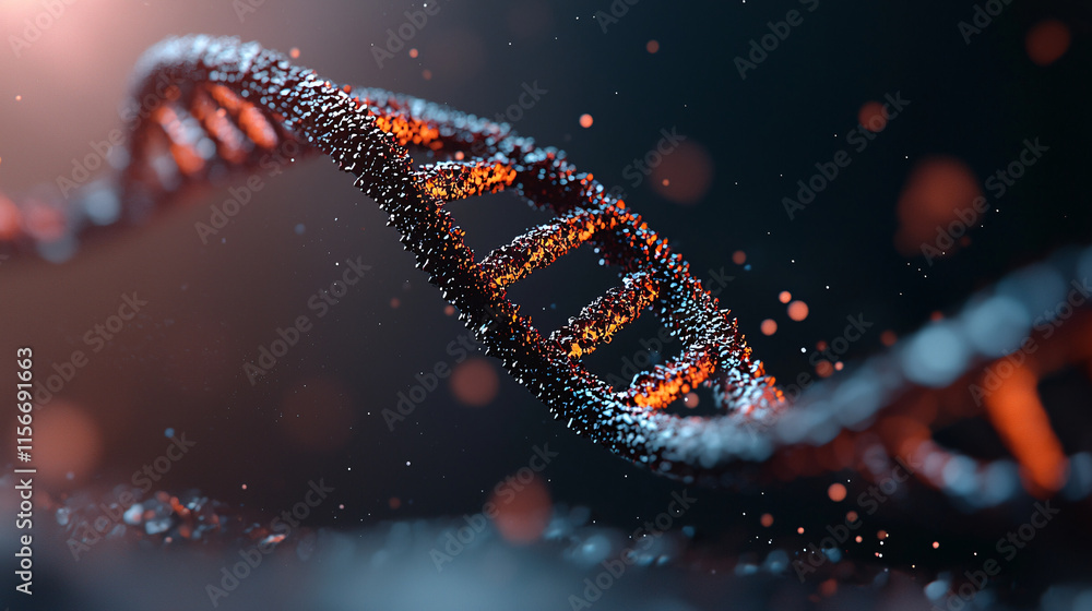 Poster high resolution close up image of dna helix structure, showcasing intricate details and vibrant colo