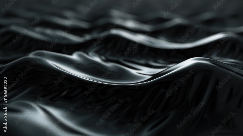 Poster abstract black waves create a smooth, flowing texture, evoking a sense of calm and depth.