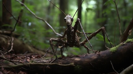 Incredible shot of a stick insect seamlessly blending with twigs and branches in a lush green forest setting