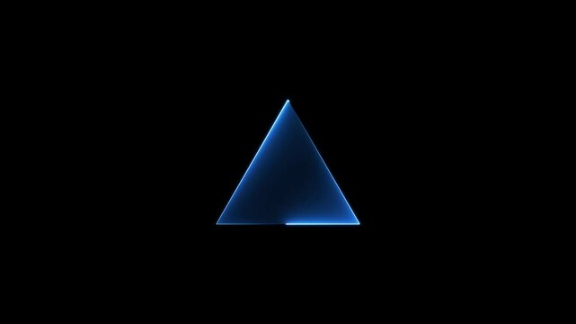 frame in the shape of a triangle, light neon glow, energy, smoke, footage portal Abstract technology triangle from animated particle dots.