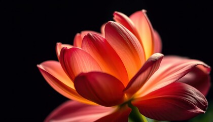 Fototapeta premium Red Flower Petals Illuminated Against Dark Background