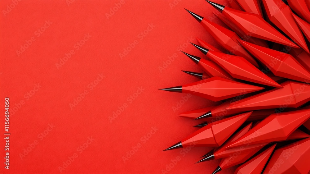 Poster elegant and dynamic 3d taels set against a vibrant abstract red backdrop featuring a modern and mini