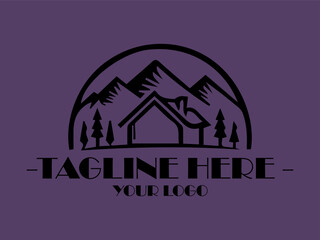 Simple house design on wave with  space and vektor, Suitable for real estate ads, property listings, or vacation rental promotions