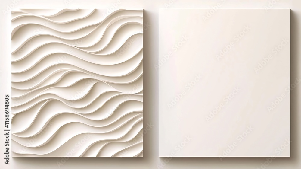 Aufkleber abstractly layered teal geometric shapes on clean white minimalist 3d design background with blank c