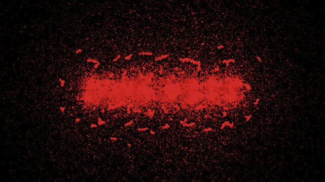 The bright red 'Success' inscription crumbles into small particles, creating a dynamic animation on a black background.