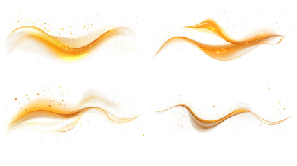 Fototapeta premium Golden wave effects with sparkling particles isolate on PNG