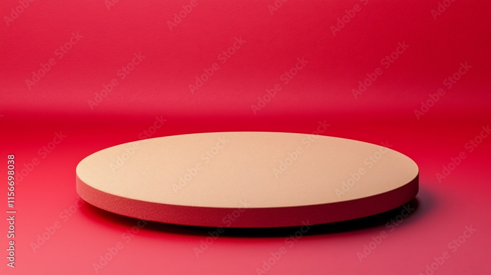 Poster sleek radial gold tael display on minimalist red background with clean tone 3d elegant graphic desig