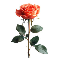 Single Coral Rose Flower Bloom Elegant Botanical Nature Still Life