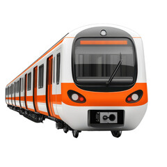 Modern Electric Train Railway Transport Commuter Rail High Speed Train Public Transportation Orange